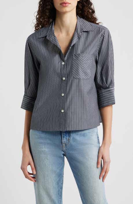 Lucia Stripe Cotton Poplin Button-Up Shirt