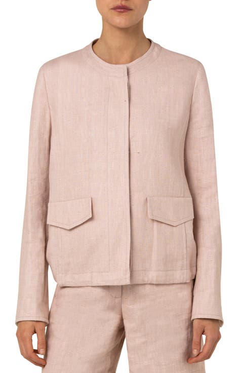 Collarless Linen Jacket