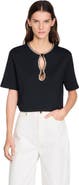 SANDRO Rhinestone Cropped T-shirt