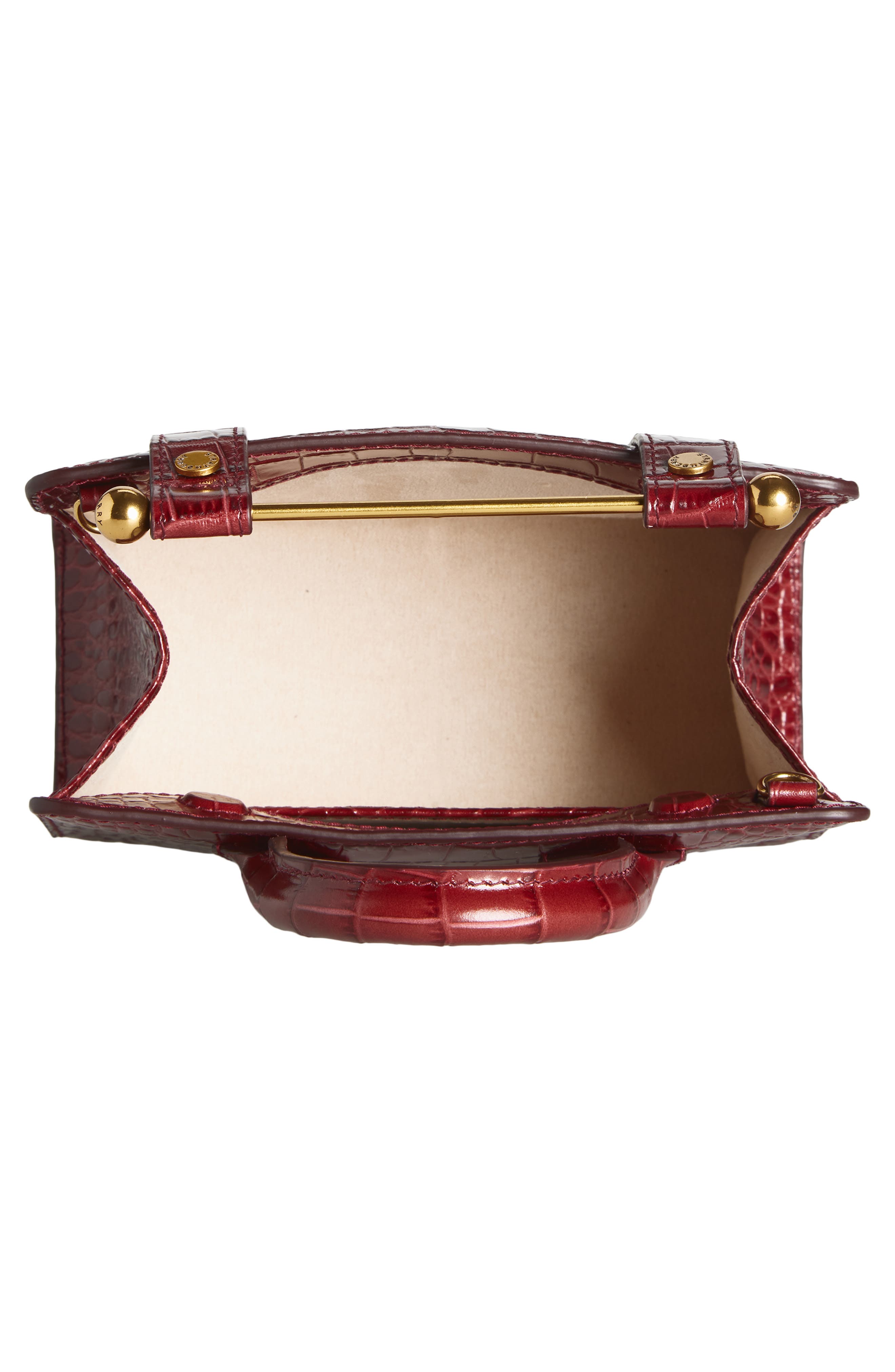 Strathberry Nano Croc Embossed Leather Tote, Alternate, color, Oxblood