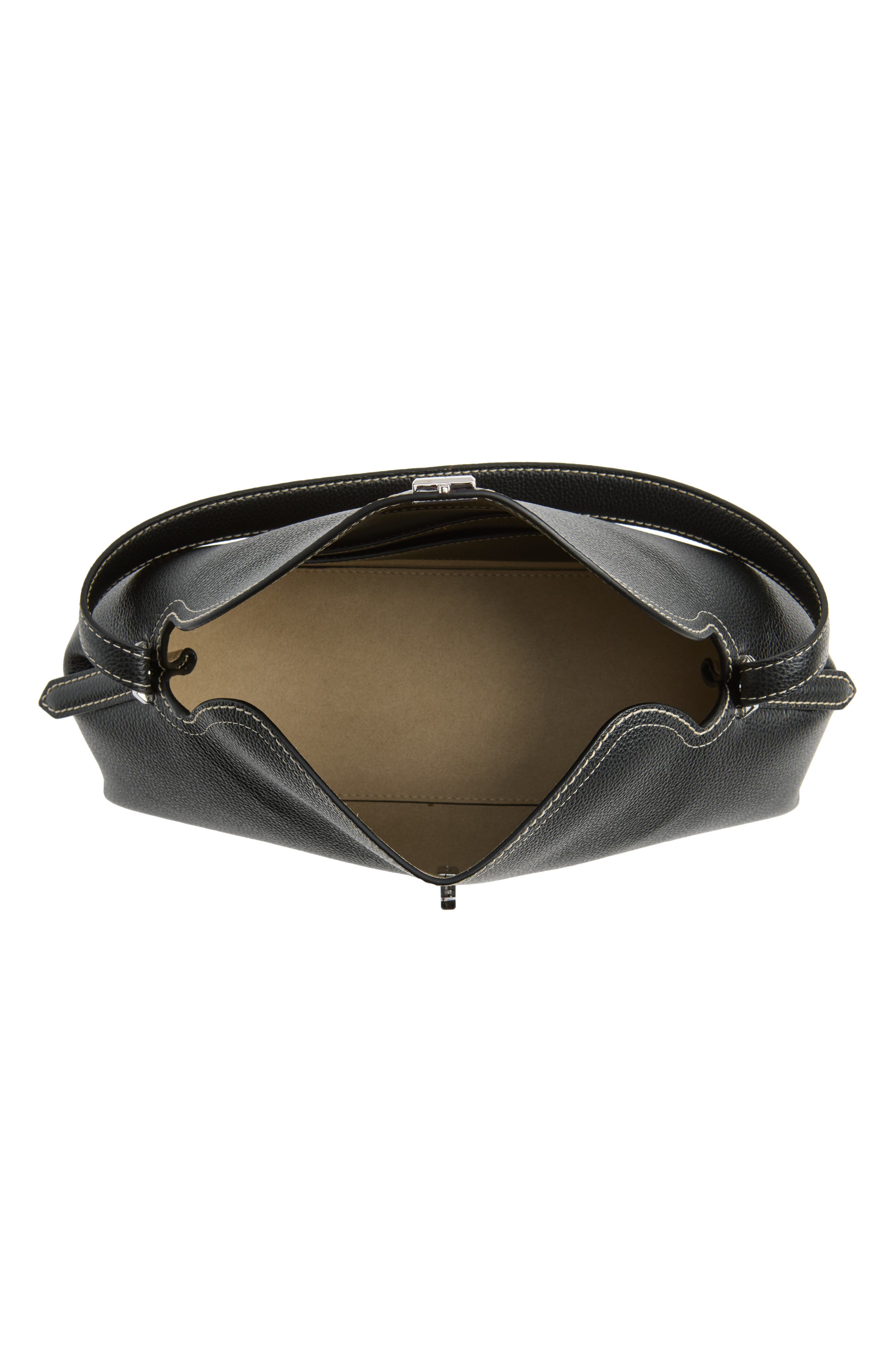 TOTEME T-Lock Leather Shoulder Bag, Alternate, color, Black