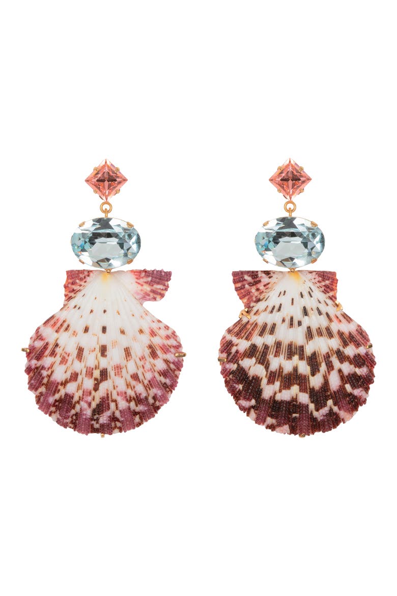 Aegean Shell Drop Earrings, Main, color, SUNSET