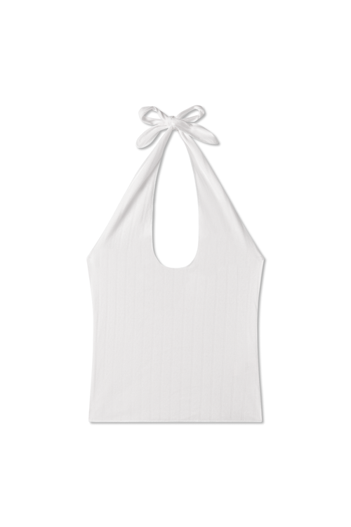 Vir Vita Pauline Pointelle Halter Top In White