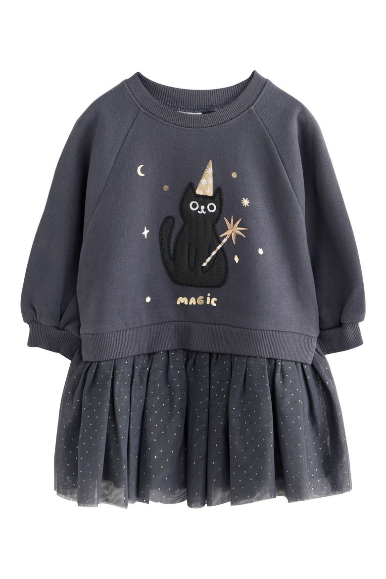Kids' Halloween Character Twofer Dress, Main, color, BLACK