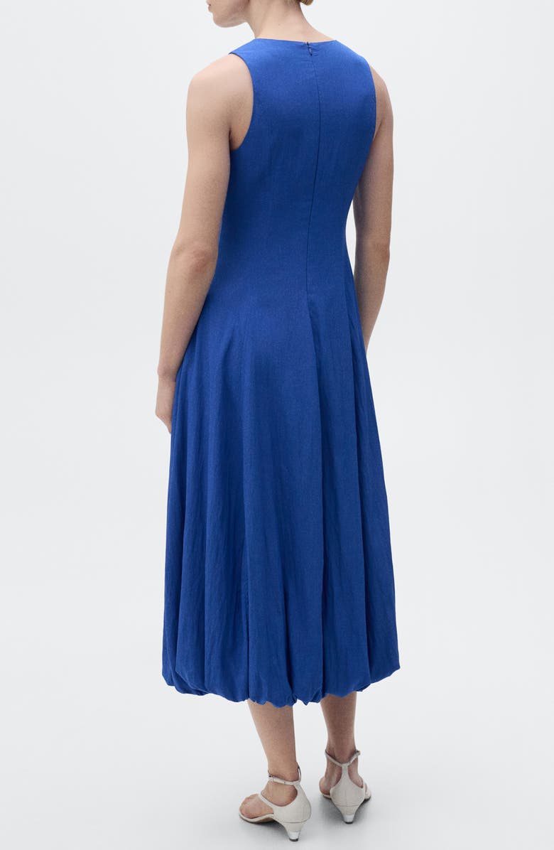 MANGO Sleeveless Bubble Hem Midi Dress, Alternate, color, Blue