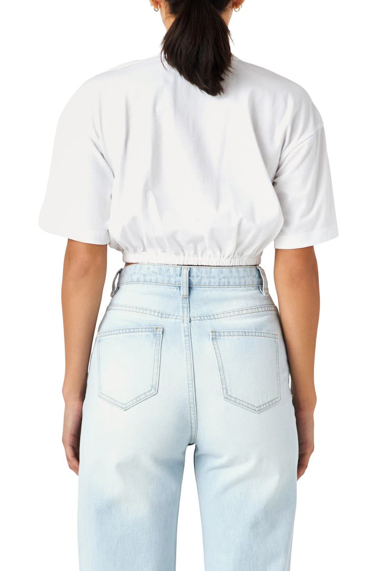 Elastic Hem Cotton Crop T-Shirt, Alternate, color, WHITE