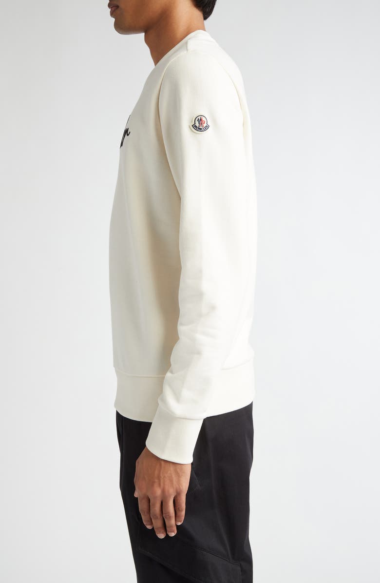 Moncler Embroidered Logo Sweatshirt, Alternate, color, Silk White