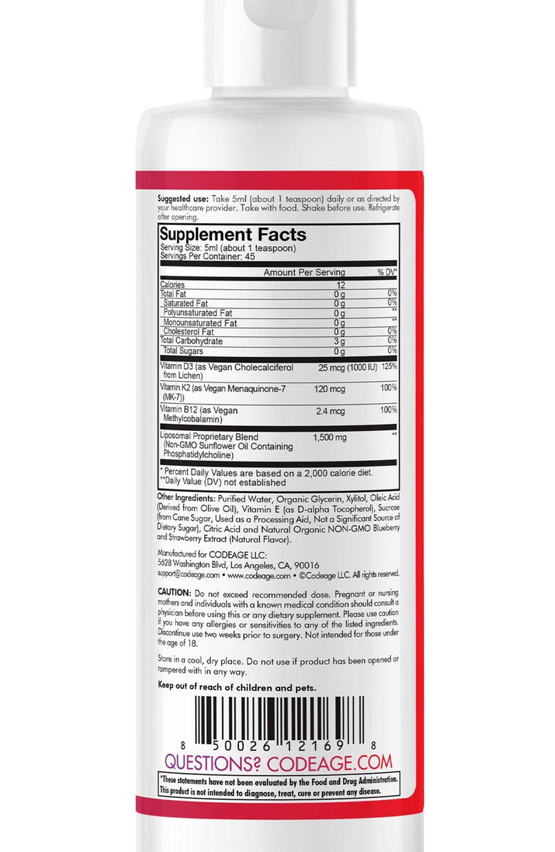 Codeage Wonder-D Vegan Vitamin D3 + K2 + B12 Liquid Supplement, Alternate, color, White