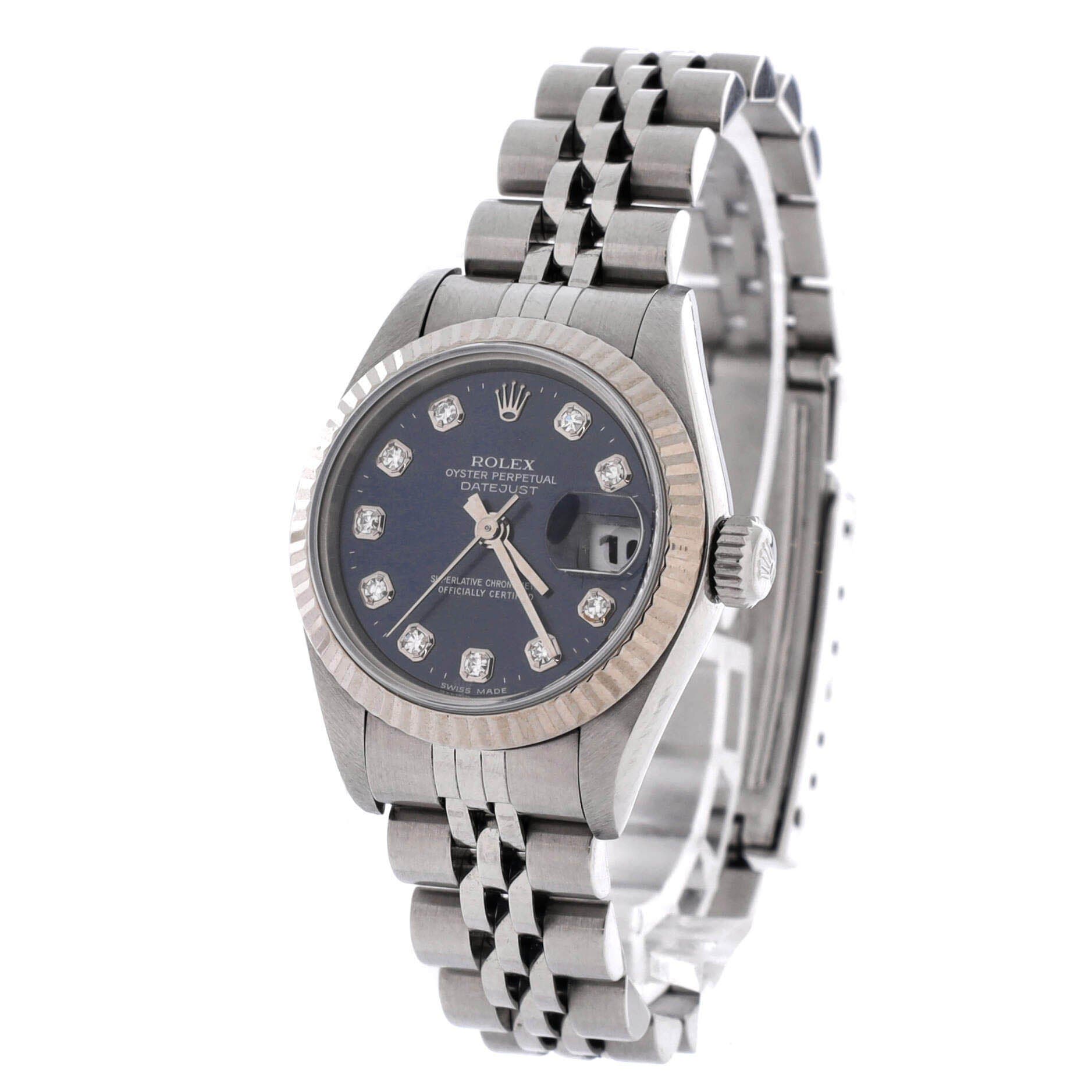 Oyster Perpetual Datejust Automatic Watch Stainless Steel and White Gold with Diamond Markers 26, Alternate, color, Metallic Silver