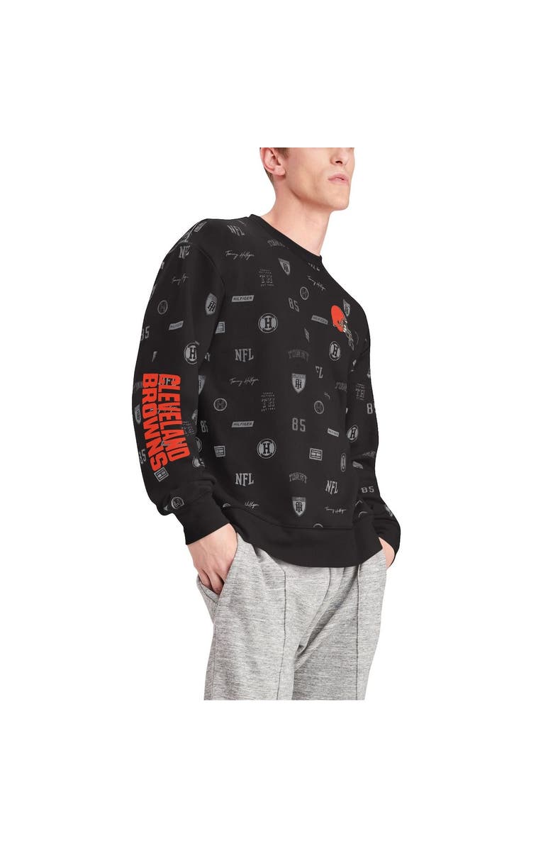 Tommy Hilfiger Men's Tommy Hilfiger Black Cleveland Browns Reid Graphic Pullover Sweatshirt, Alternate, color, 