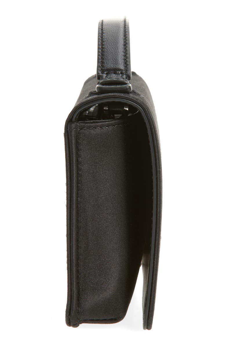 Valentino Garavani VLOGO Chain Strap Satin Wallet, Alternate, color, Black/ Crystal