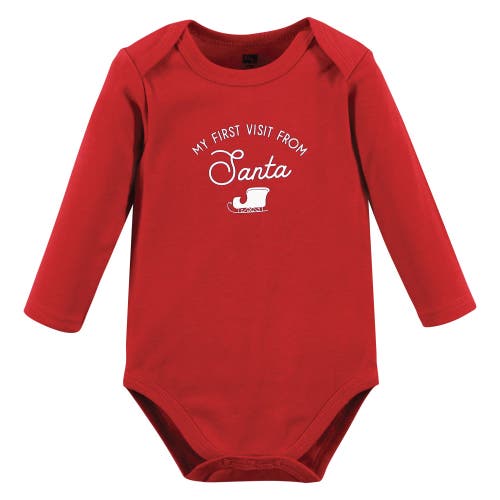 Hudson Baby Essential Long-sleeve Cotton Bodysuit Triple Set In White