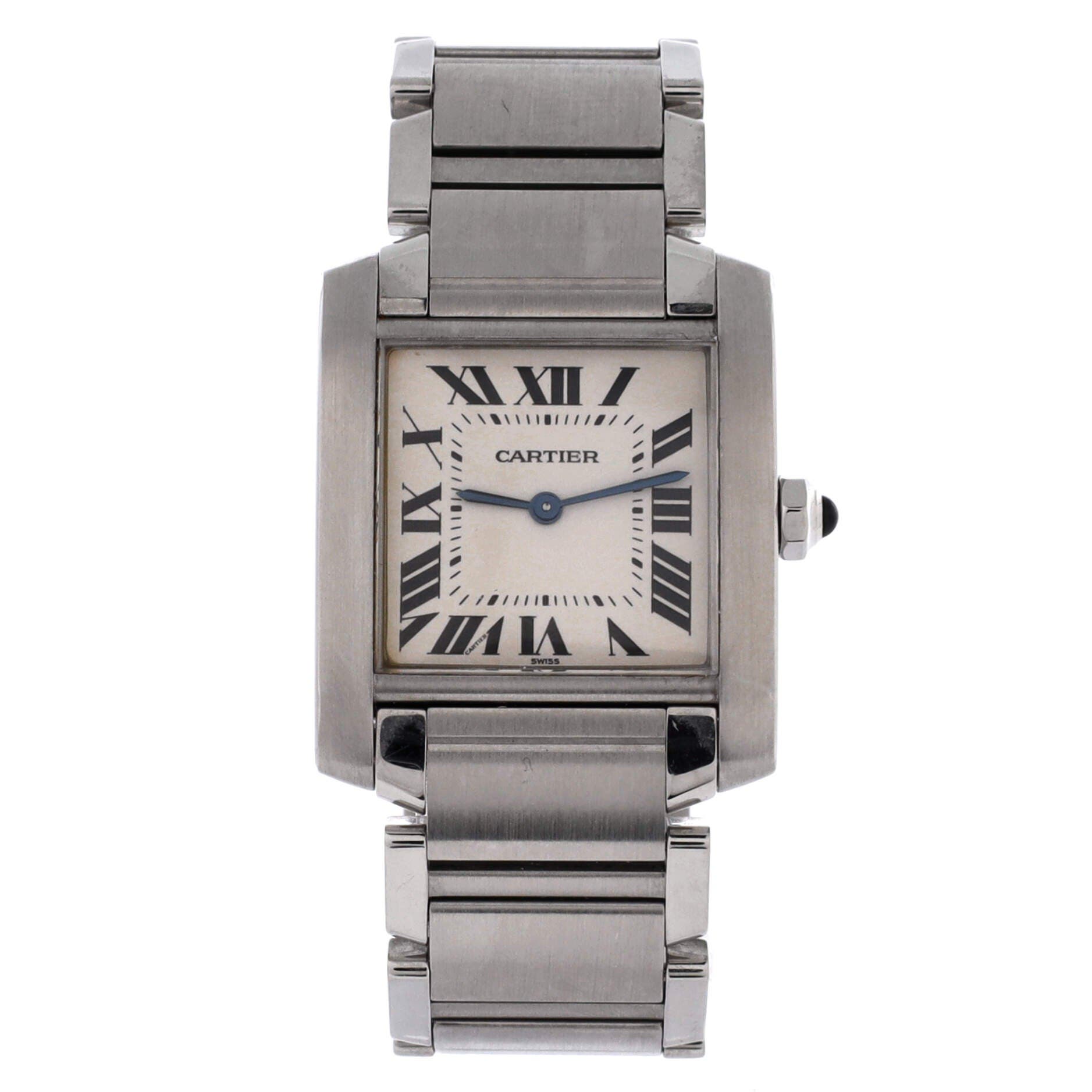 Tank Francaise Quartz Watch Stainless Steel 25, Main, color, Metallic Silver
