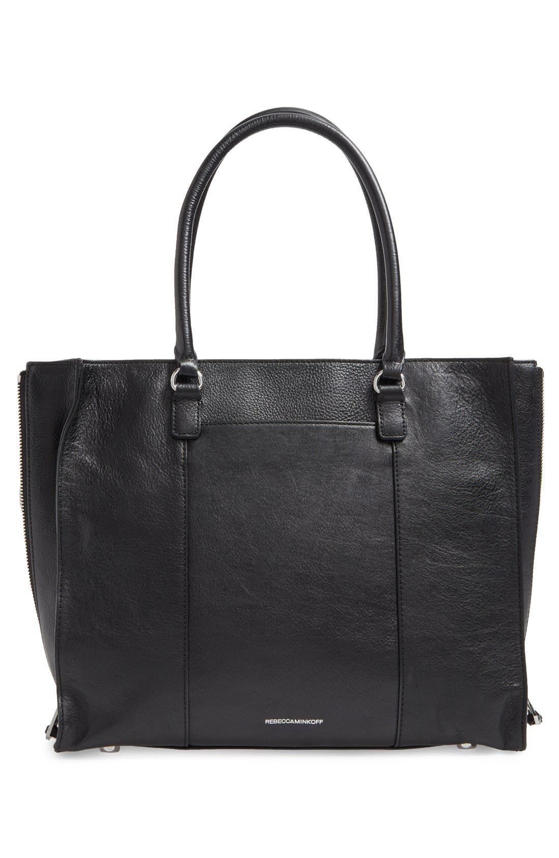 'Side Zip Regan' Tote (Nordstrom Exclusive), Alternate, color, BLACK/ SILVER HRDWR