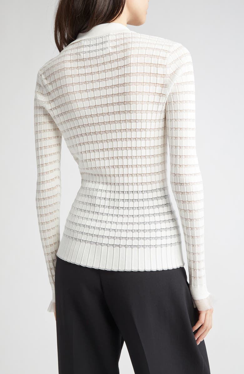 3.1 Phillip Lim Texture Knit Long Sleeve Polo, Alternate, color, Ivory