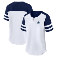 FANATICS Women's Fanatics White/Navy Dallas Cowboys Touchdown Pass Athena Lace-Up T-Shirt