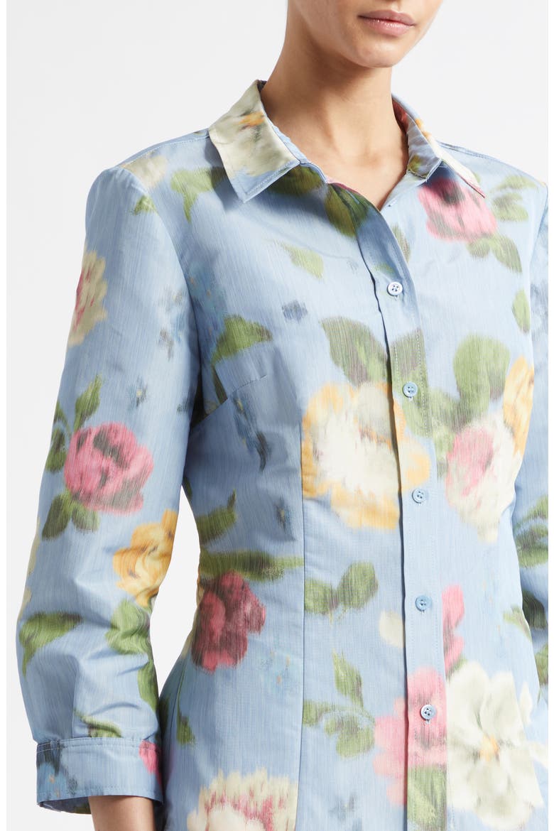 Ana Chiné Floral Print Button-Up Shirt, Alternate, color, CLOUDY BLUE MULTI