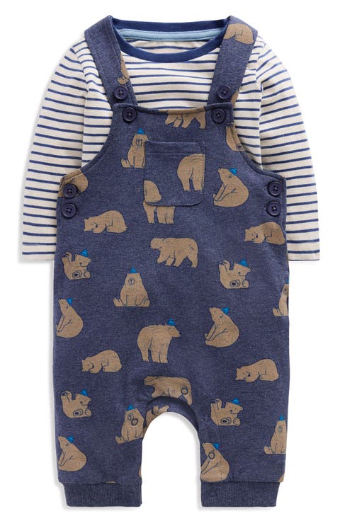Jersey T-Shirt & Dungaree Overalls Romper Set