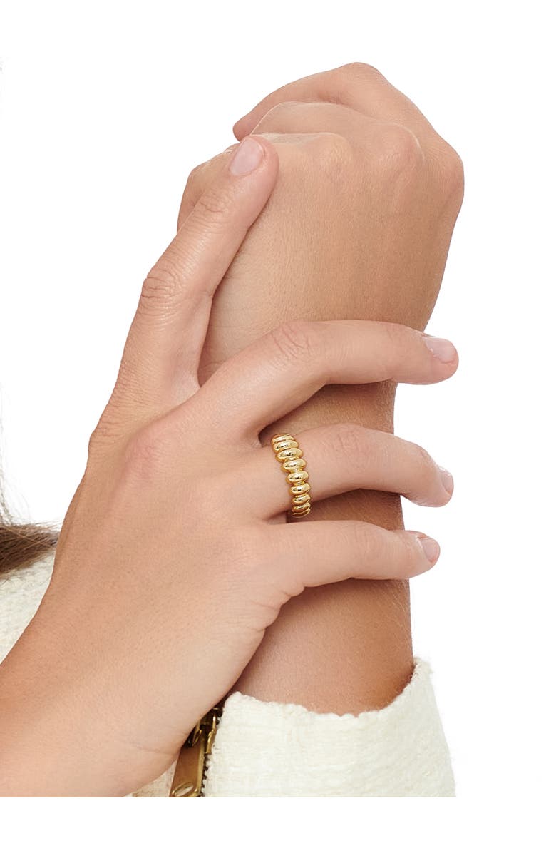DEVATA Puffy Ribbed Ring in Gold Plated Sterling Silver, Alternate, color, Yellow Gold