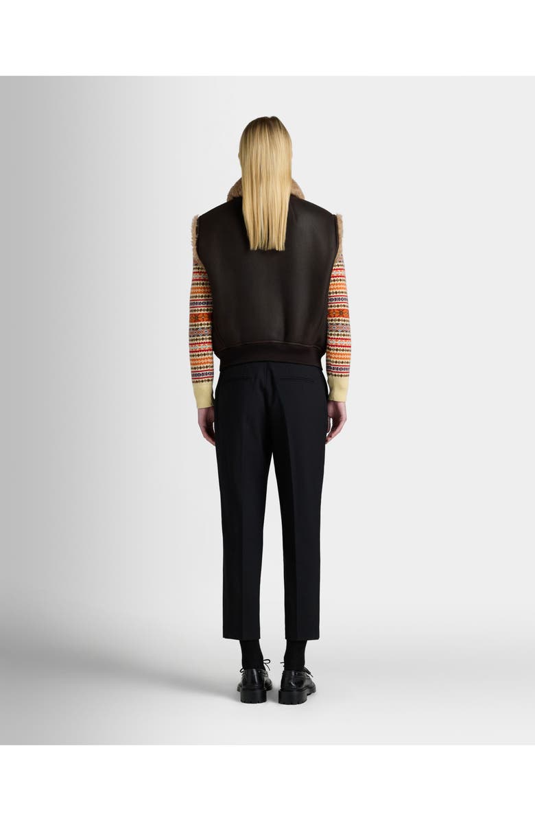Bally Winter Capsule Vest in Leather And Shearling, Alternate, color, Brown