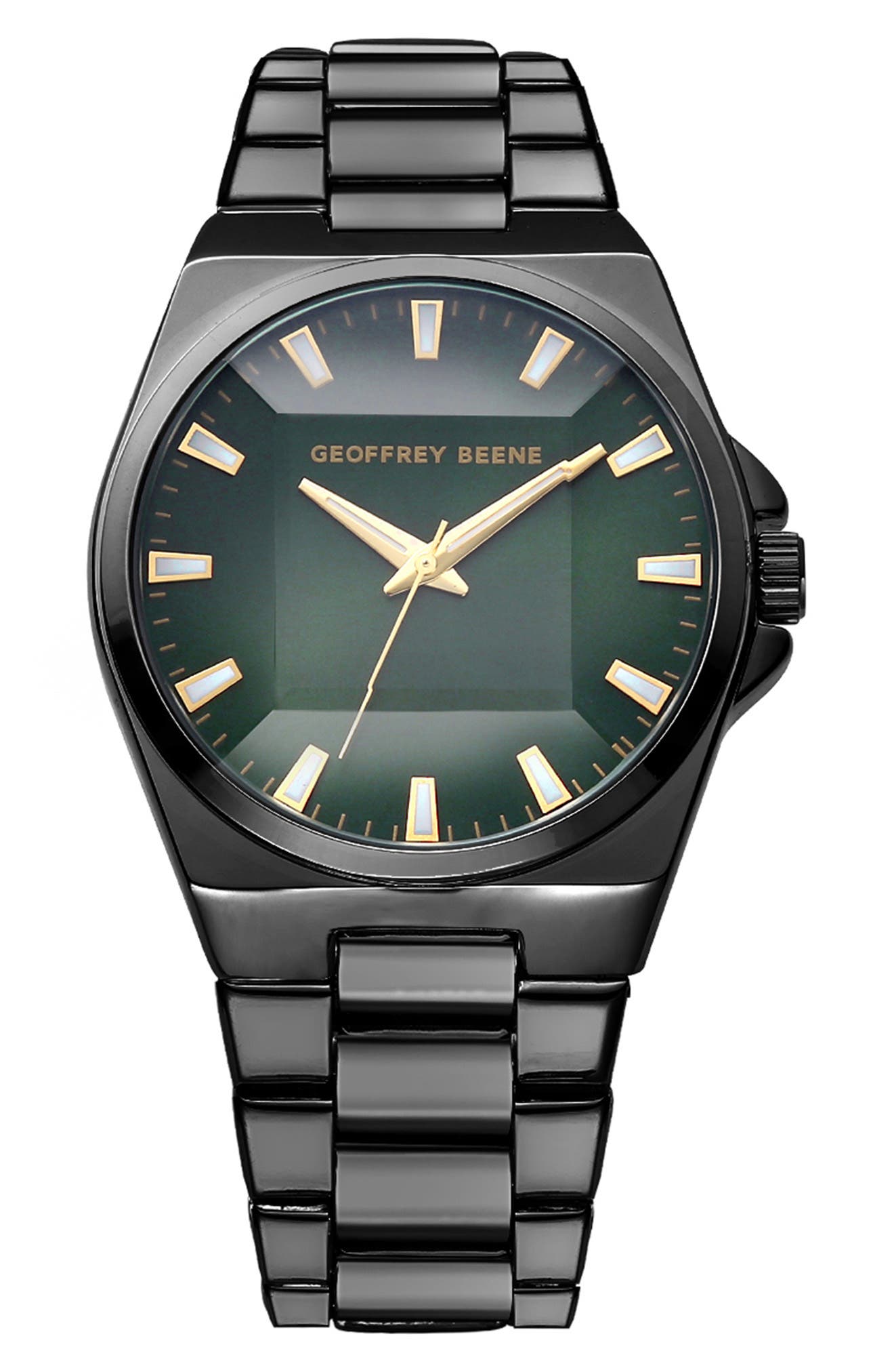 GEOFFREY BEENE Faceted Glass Bracelet Watch, 41mm