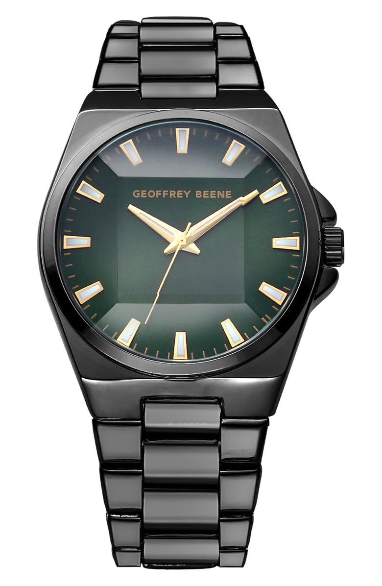 GEOFFREY BEENE Faceted Glass Bracelet Watch, 41mm, Main, color, Gunmetal