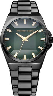 GEOFFREY BEENE Faceted Glass Bracelet Watch, 41mm