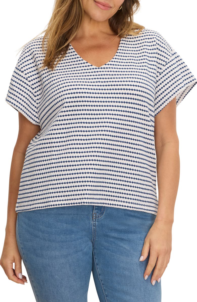 NIC+ZOE Diamond Stripe Top, Main, color, Indigo Multi