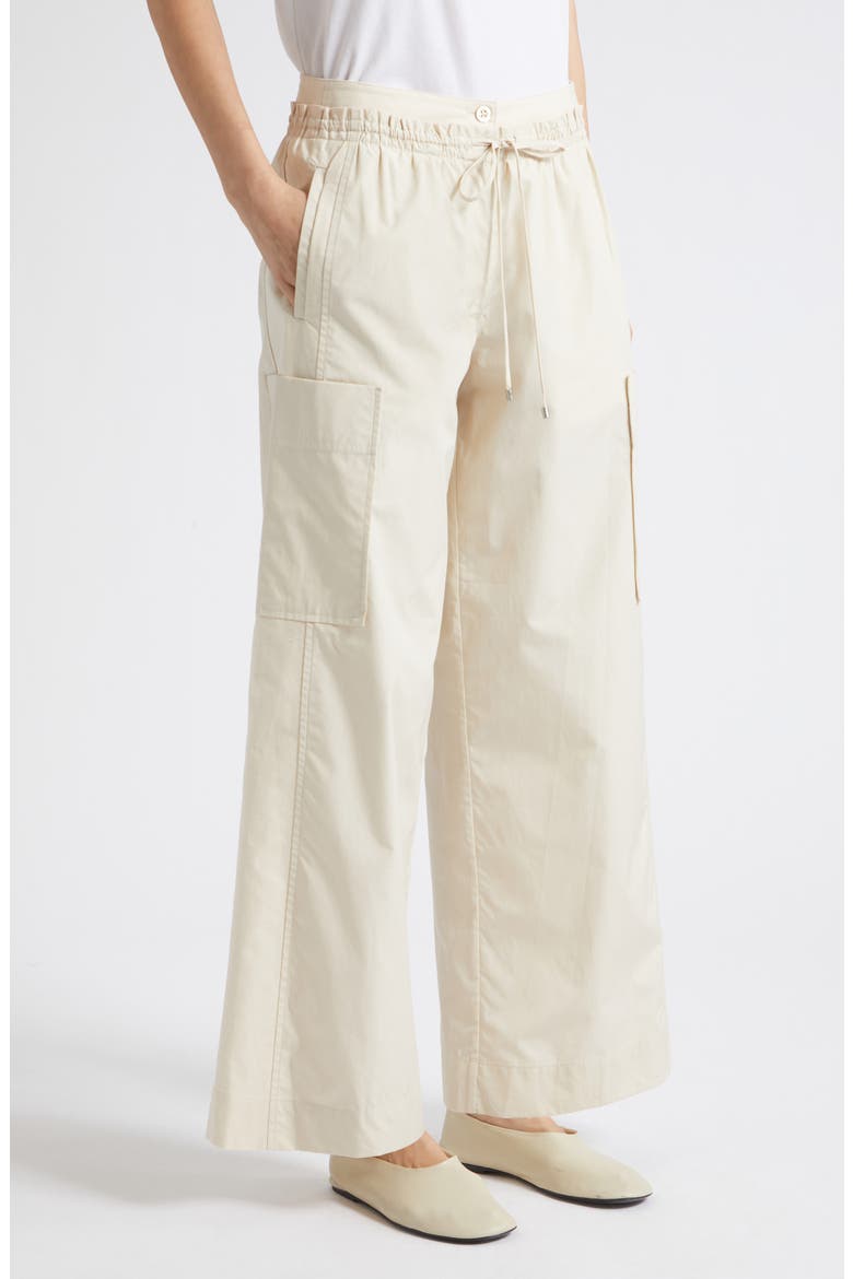 Double Waistband Cotton Poplin Pants, Alternate, color, STONE