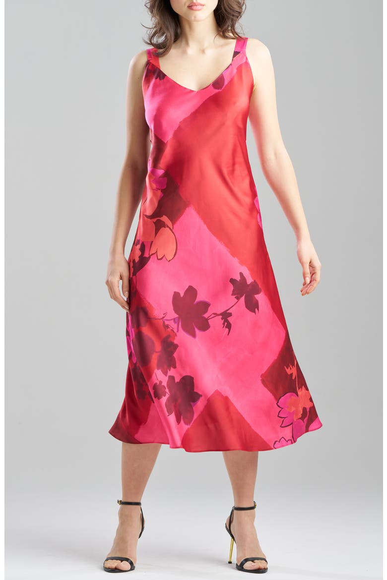 Coromandel Print Satin Nightgown, Main, color, COROMANDEL MAGENTA
