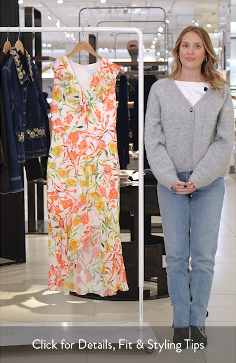 Nanci Neon Botanical Ruffle Dress, sales video thumbnail