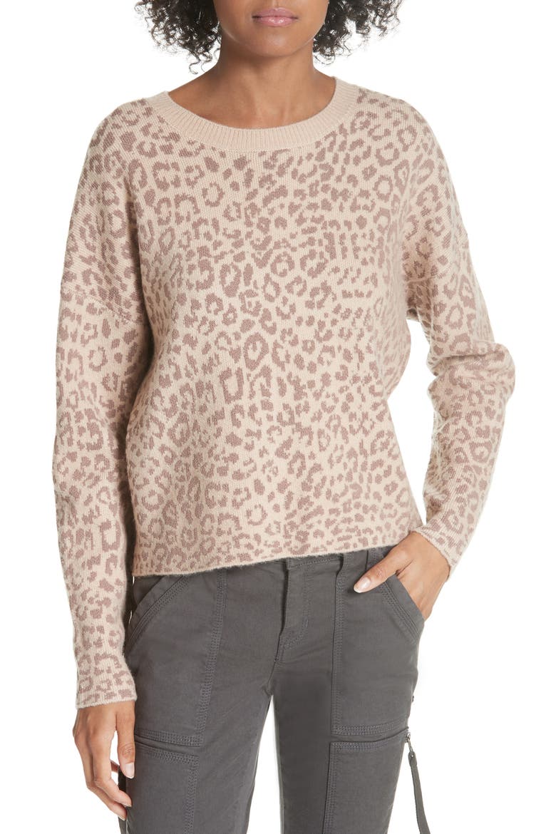 Leopard Print Sweater, Main, color, LIGHT TAUPE