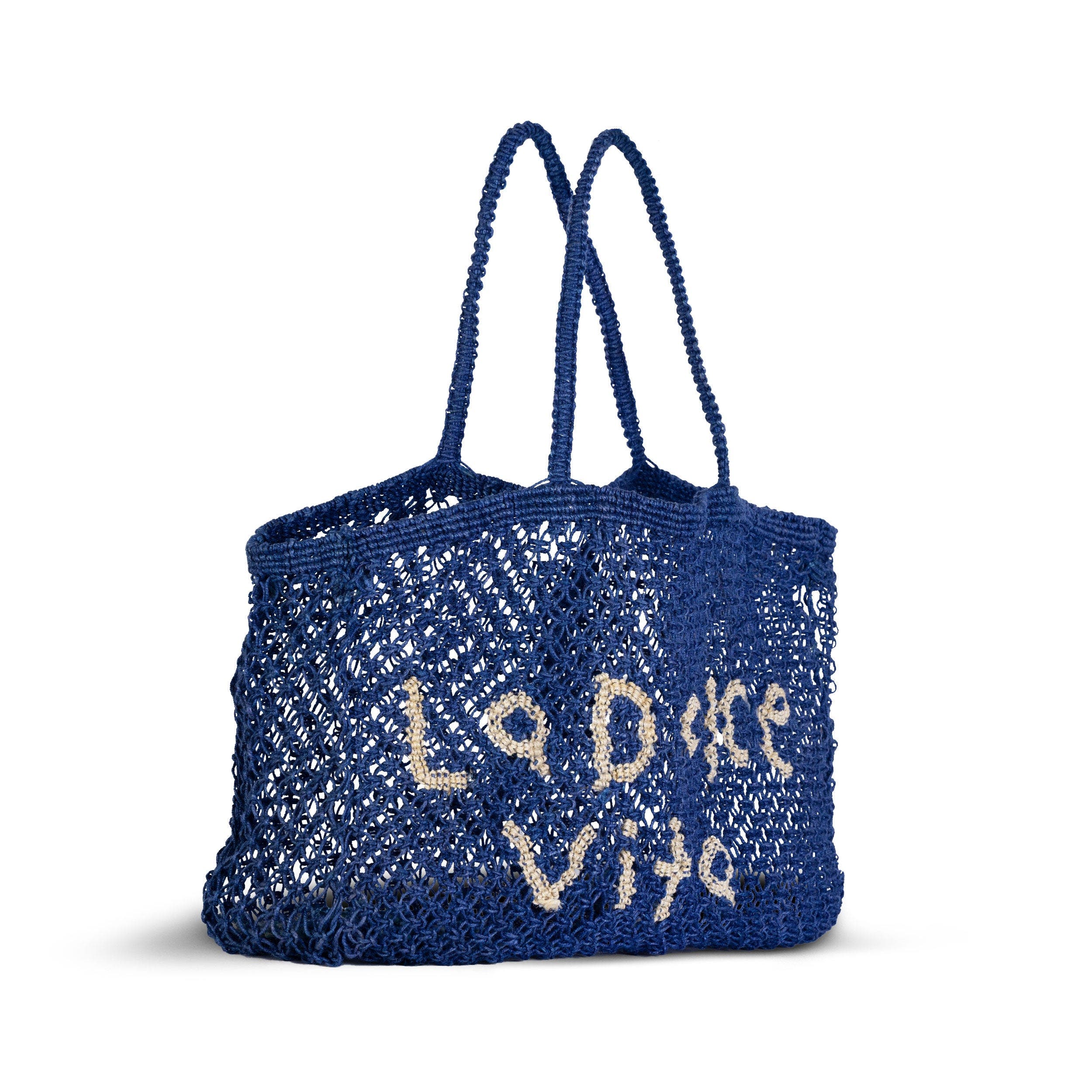 Tin Marin La Dolce Vita Woven Jute Tote, Alternate, color, Blue