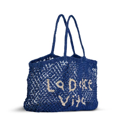 Tin Marin La Dolce Vita Woven Jute Tote In Blue