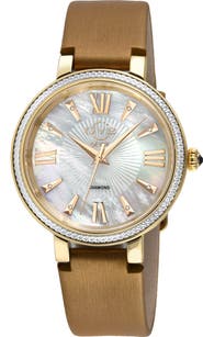 GV2 Women's Genoa Diamond Dial Leather Strap Watch, 37mm