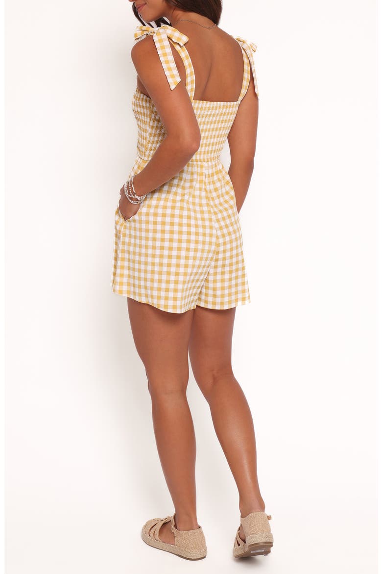 Simo Tie Strap Romper, Alternate, color, YELLOW GINGHAM