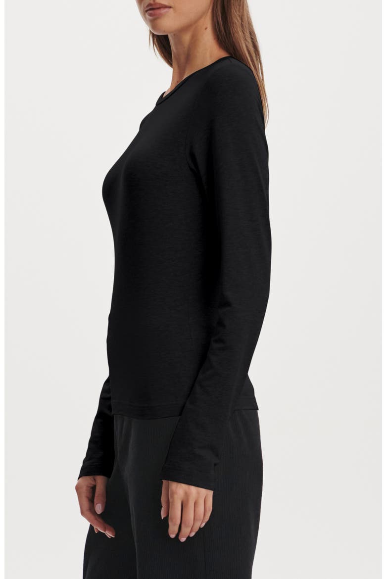 Edna Fitted Long Sleeve T-Shirt, Alternate, color, BLACK