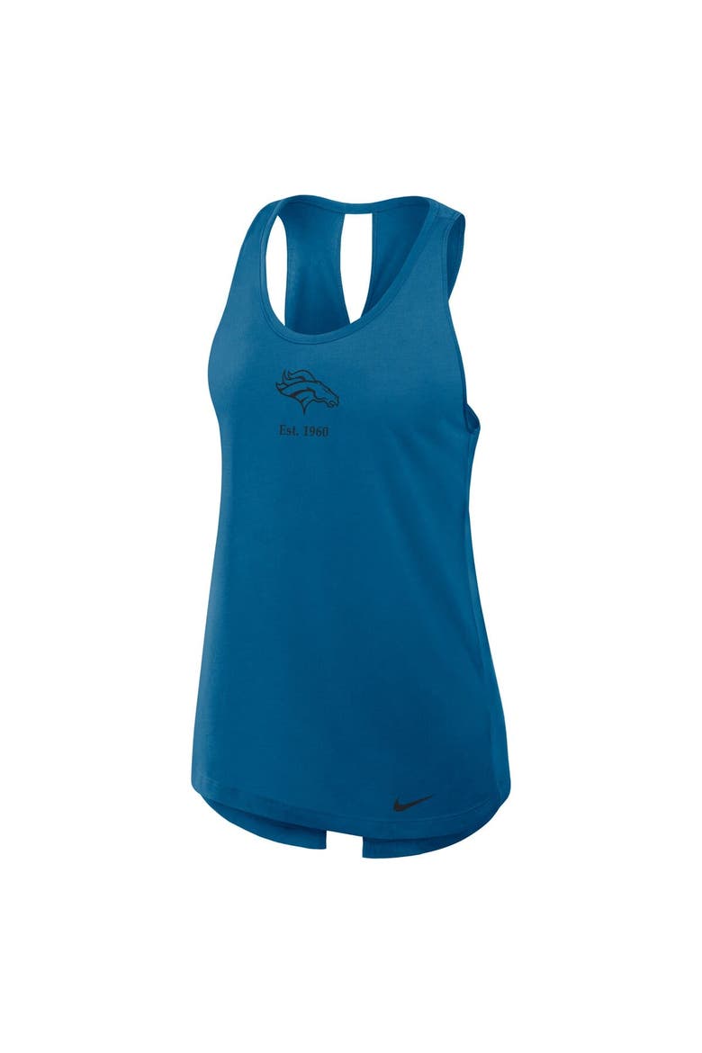 Women's Nike Navy Denver Broncos Glory Crisscross Performance Tank Top, Alternate, color, Turquoise
