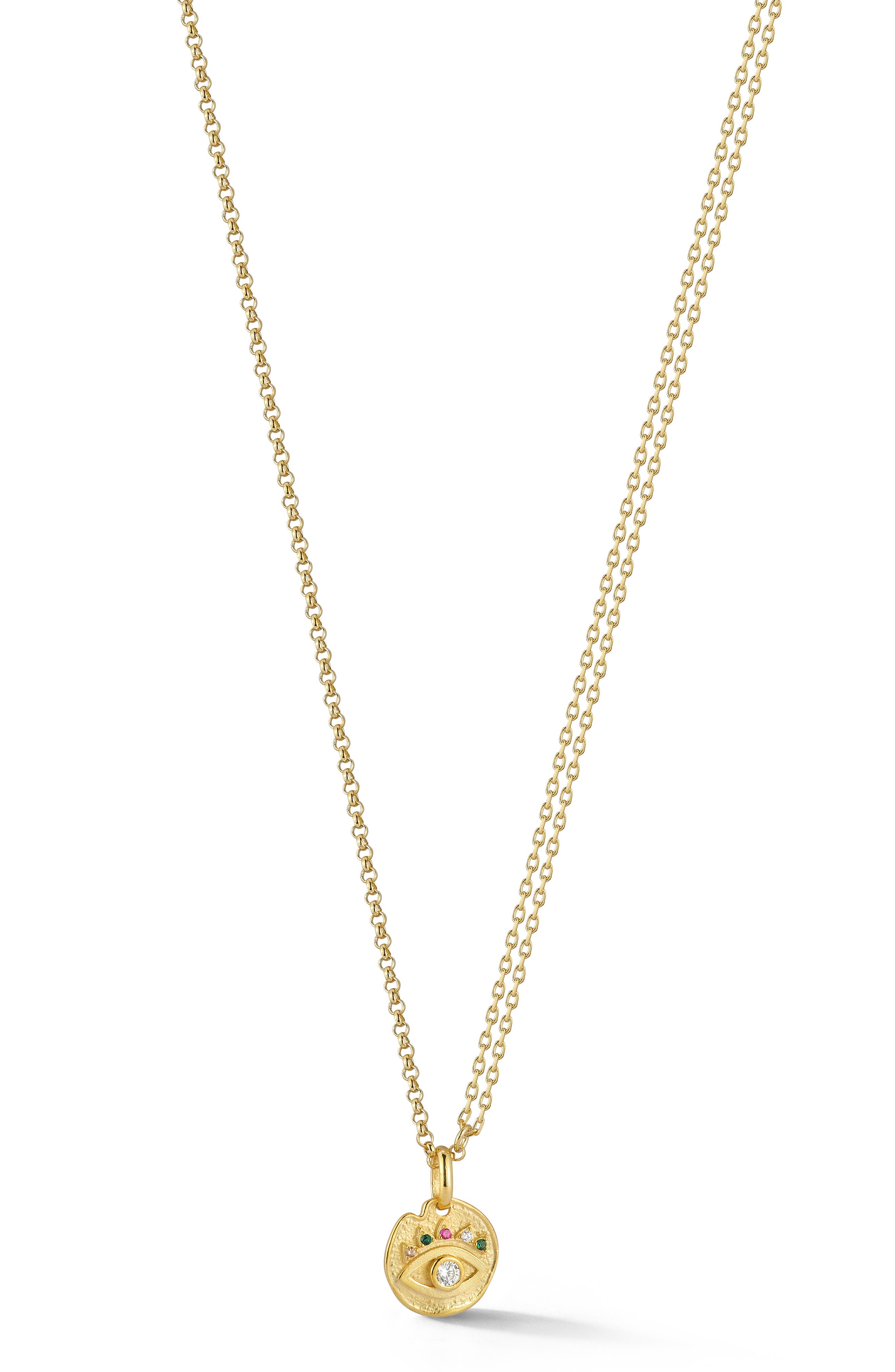 SPHERA MILANO 14K Gold Plated Sterling Silver Cubic Zirconia Evil Eye Pendant Necklace