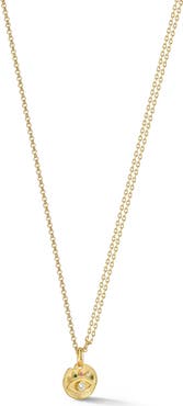 SPHERA MILANO 14K Gold Plated Sterling Silver Cubic Zirconia Evil Eye Pendant Necklace