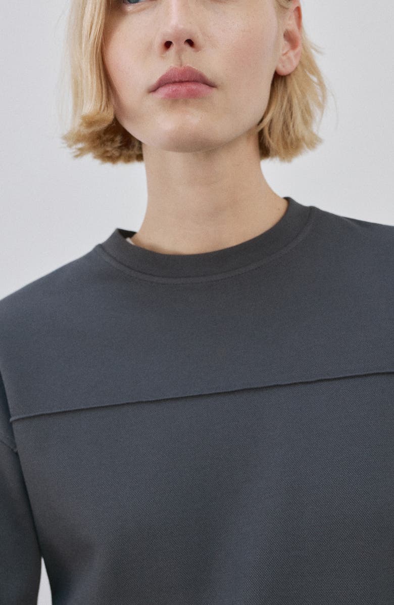 MANGO Ruched Sleeve Sweatshirt, Alternate, color, Blue