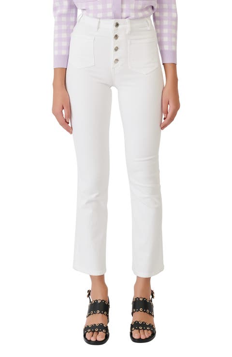 Passiona Button Fly Flare Jeans