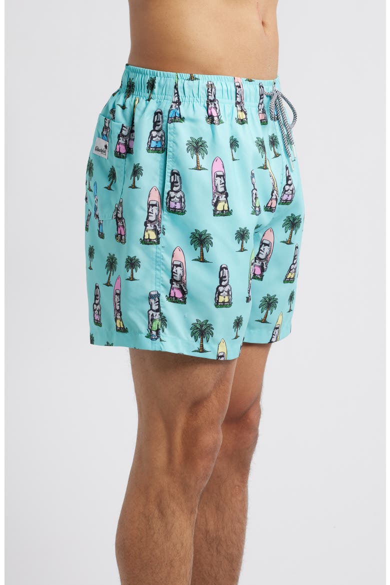 Island Elders Mid Length Swim Trunks, Alternate, color, BLUE