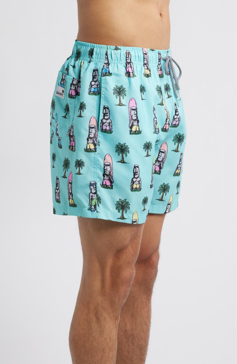 Boardies Island Elders Mid Length Swim Trunks, Alternate, color, Blue