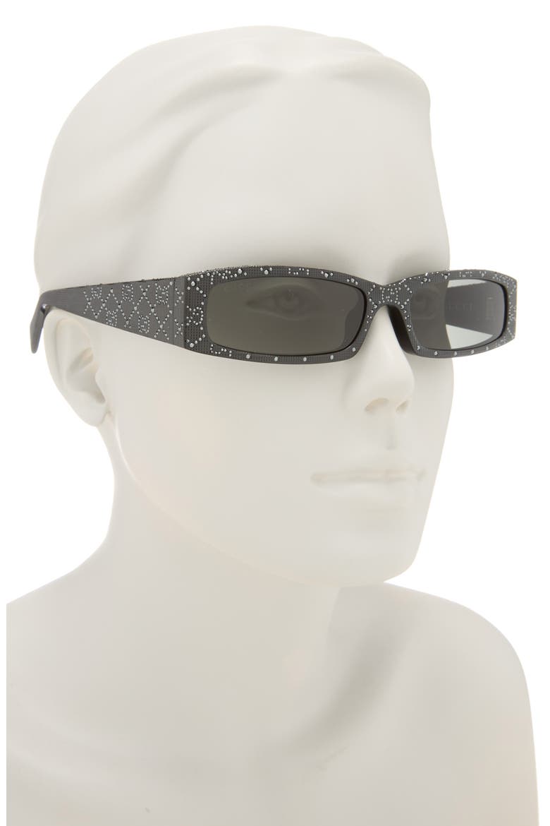 57mm Rectangular Sunglasses, Alternate, color, BLACK BLACK GREY