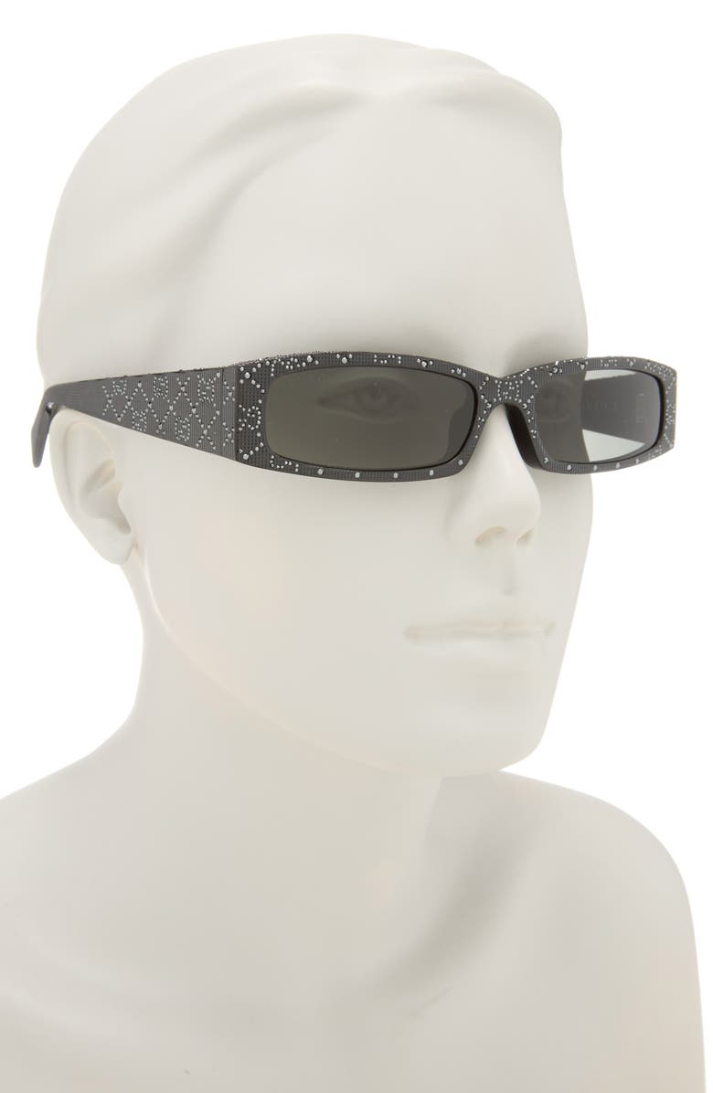 Gucci 57mm Rectangular Sunglasses, Alternate, color, Black Black Grey