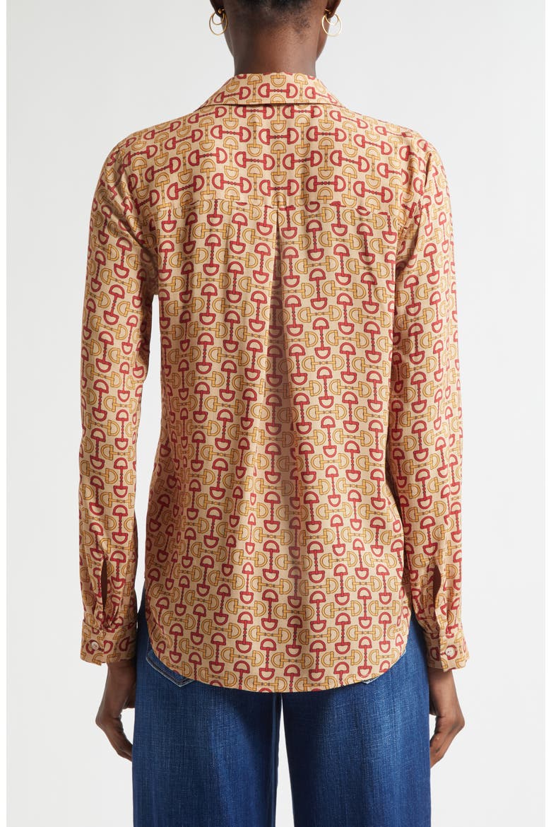 Holly Print Button-Up Shirt, Alternate, color, MULTI ALLOVER HORSE BIT
