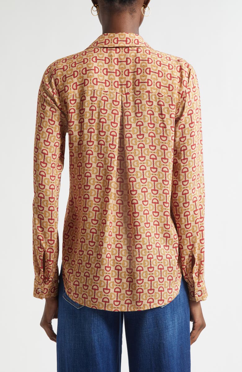 L'AGENCE Holly Print Button-Up Shirt, Alternate, color, Multi Allover Horse Bit
