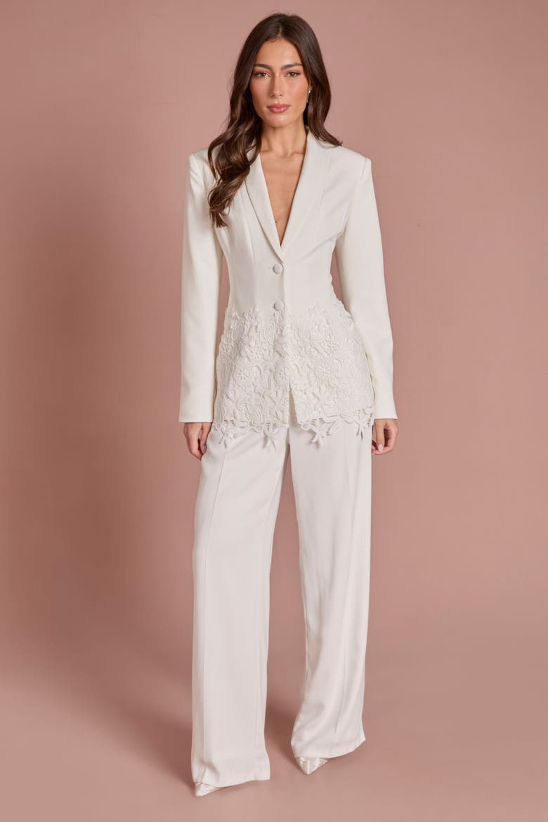 Longline Floral Embroidered Blazer, Alternate, color, Ivory