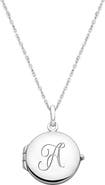 Tiny Blessings Sterling Silver Round Locket & Engraved Initial 14-16" Necklace